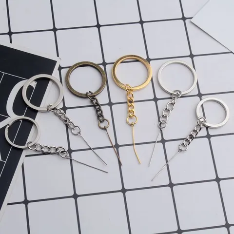 DIY Handgefertigt Schmuckzubehör Schlüsselring Aus Metall Mit Kette Und Verbinder Pins Silber Gold Antike Bronze Schlüsselanhänger Ring Für Schlüsselbund Herstellung