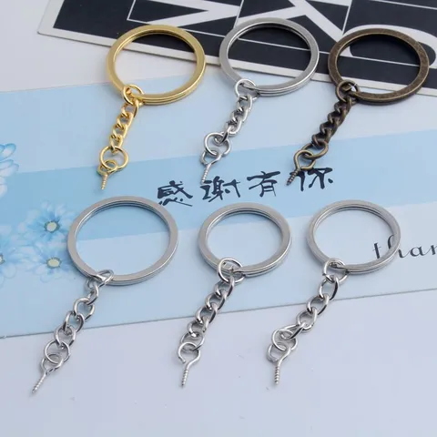 Porte-clés en Métal Chaîne Brisée Avec Tige à Œillet pour Bricolage Pendentif en Argile Fabrication de Porte-clés Fournitures Connecteur Électroplaqué