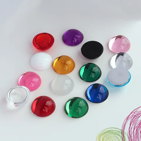 Cabochons en Acrylique de 18mm Demi-Ronds Lisses Patchs de Pierres Précieuses à Dos Plat pour la Fabrication de Bijoux DIY