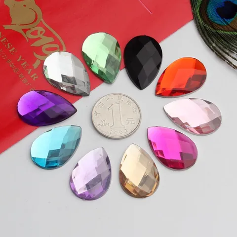 Facettierte Teardrop Acryl Flatback Strasssteine Bunte Funkelnde Wassertropfen Kristall Patches Für DIY Handgemachte Handwerk Zubehör Scrapbooking Verzierungen