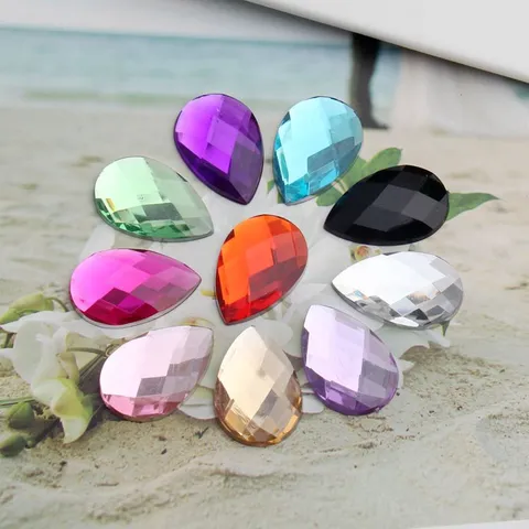 Facettierte Teardrop Acryl Flatback Strasssteine Bunte Funkelnde Wassertropfen Kristall Patches Für DIY Handgemachte Handwerk Zubehör Scrapbooking Verzierungen
