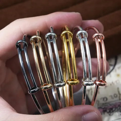 Minimalist Adjustable Metal Coil Bangle Bracelet For Women Geometric Electroplated Open Wire Wrap Smooth Hand Ring Jewelry