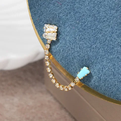 Dames Mode Verguld Koperen Hangende Oorbellen Met 925 Sterling Zilveren Stift Luxe Geometrische Kwastje Strass Ingelegde Sieraden Oorbellen
