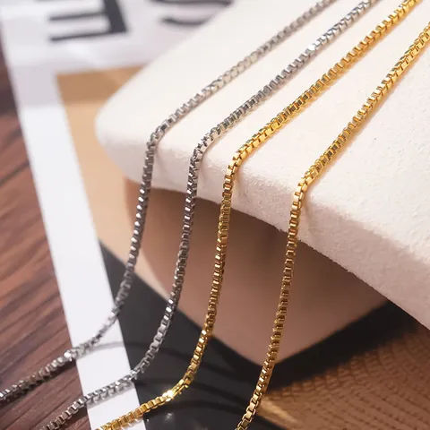 Minimalist Stainless Steel Box Chain Necklace Gold Silver Plated Basic Thin Link Chain Daily Fashion Women Jewelry Gift