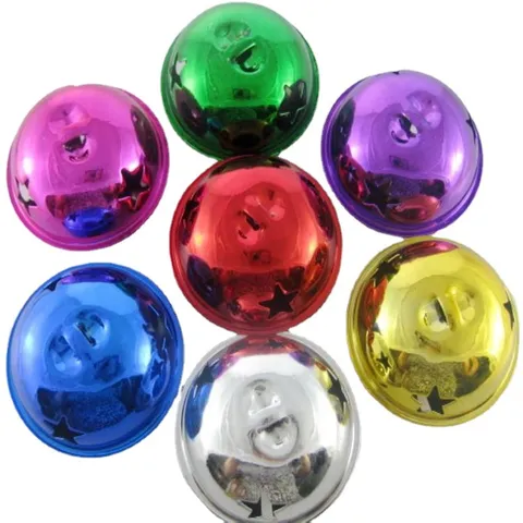 Metal Christmas Jingle Bells Hollow Out Star Pattern Colorful Baking Paint Craft Large Hanging Ornaments For DIY Craft Festive Party Home Decor