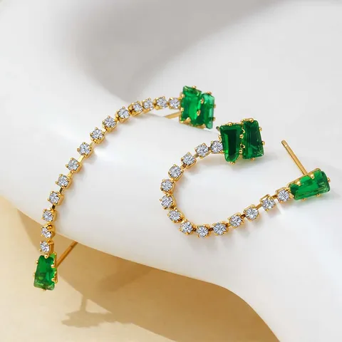 Lange Kwast Strass Oorbellen Voor Vrouwen 18K Verguld Messing High-End Elegante Sieraden Met 925 Sterling Zilver Stift
