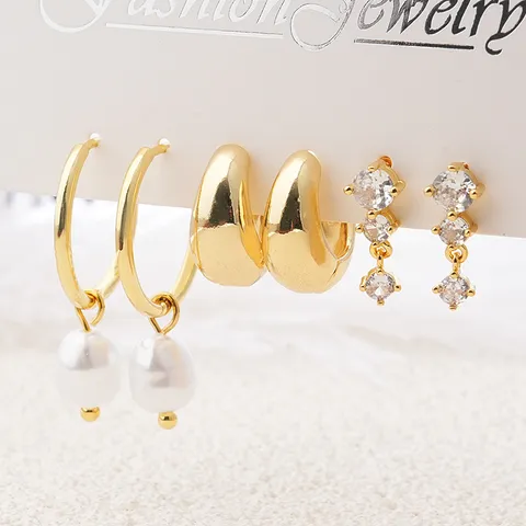 18K Verguld Koperen Micro Ingelegde Zirconia Oorknopjes Set Voor Vrouwen Met 925 Sterling Zilver Stift Mode Sieraden Cadeau