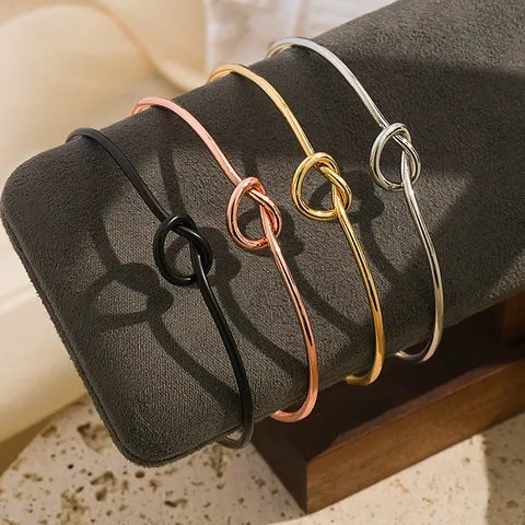 Metalen Hart Knoop Open Armband Voor Vrouwen Verguld Verstelbaar Gedraaide Armband Bruiloft Sieraden Cadeau Mode Accessoires