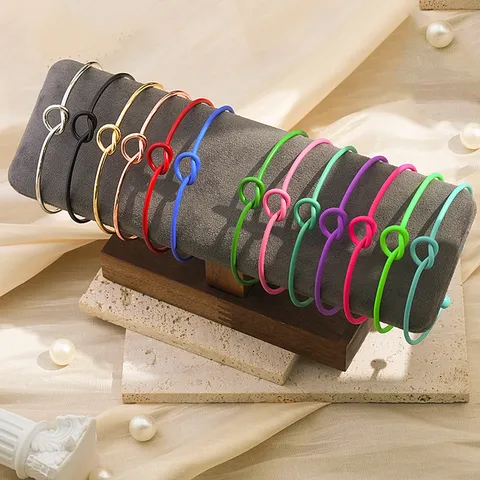 Metalen Hart Knoop Open Armband Voor Vrouwen Verguld Verstelbaar Gedraaide Armband Bruiloft Sieraden Cadeau Mode Accessoires