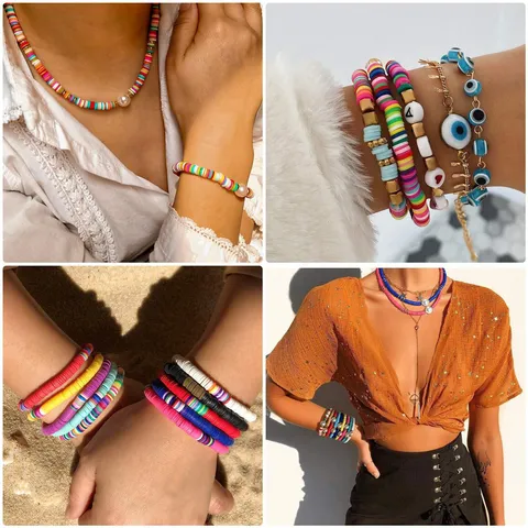 Boheems Kleurrijke Polymeerklei Kralen Plat Rond Heishi Kralen Voor DIY Sieraden Maken Armband Ketting Handgemaakte Ambacht