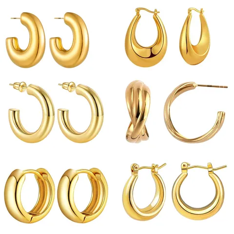 Franse Stijl Verguld Koper C-Vormige Hoop Oorbellen Met 925 Sterling Zilver Stift Voor Vrouwen Retro Geometrische Oorbellen Sieraden