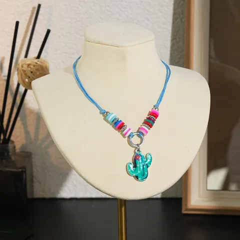 Handgemaakte Kinder Cartoon Polymeerklei Halsketting Verstelbare Legering Dier Hanger Halskettingen Kleurrijke Regenboog Eenhoorn Sieraden