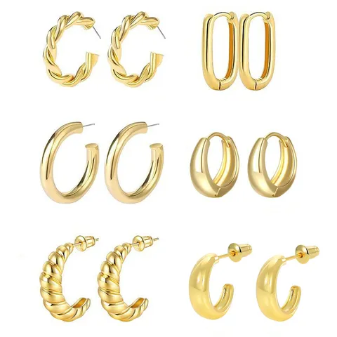 Minimalistische Messing Gouden Creolen Voor Dames Mode Geometrisch Glad Gedraaid C-Vorm Statement Oorbellen Sieraden Collectie