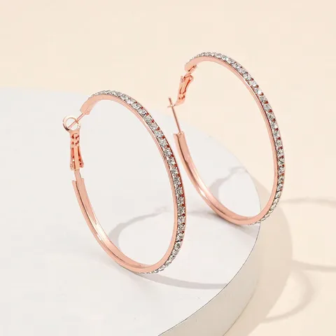 Legering Strass Pave Oorringen Dames 925 Sterling Zilver Stift Luxe Retro Grote Ronde Cirkel Oorbellen Sieraden