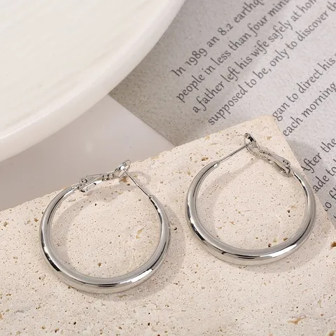 Europese Amerikaanse Overdreven Koperen Creolen Met 925 Sterling Zilver Stift 18K Verguld Grote Ronde Oorbellen Voor Vrouwen Mode Sieraden