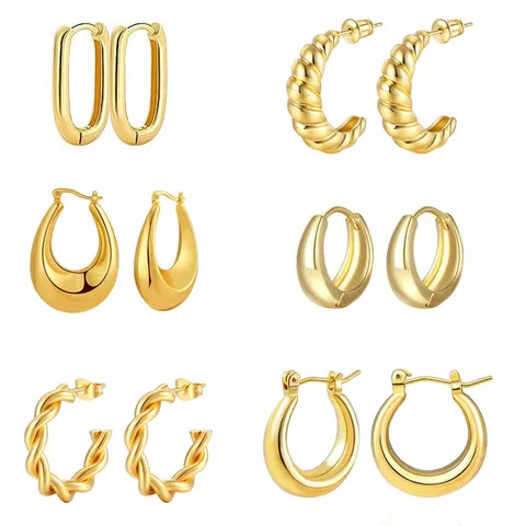 Minimalistische Gladde Geometrische Koperen Hoepel Oorbellen Goud Zilver Verguld Elegante Ronde Ovale Oor Gesp Voor Vrouwen Woon-Werkverkeer Sieraden