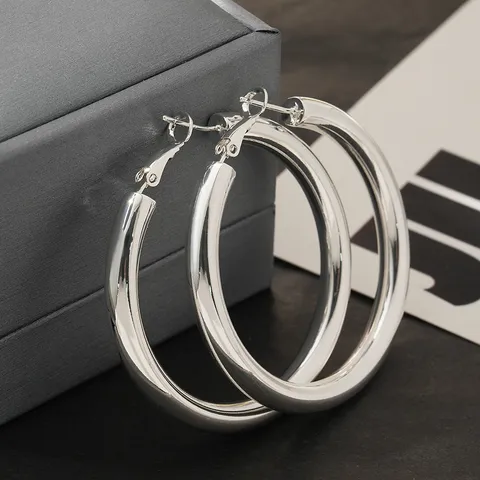 Minimalistische Messing Creolen Voor Dames C-Vormige Holle Geometrische Oorbellen Met 925 Sterling Zilver Stift Luxe Stijl Modieuze Sieraden