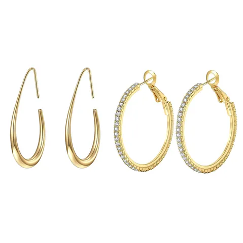 Mode Koper Vergulde Oorringen Set Voor Dames 925 Sterling Zilver Stift Druppel Strass Oorknopjes Dagelijkse Sieraden