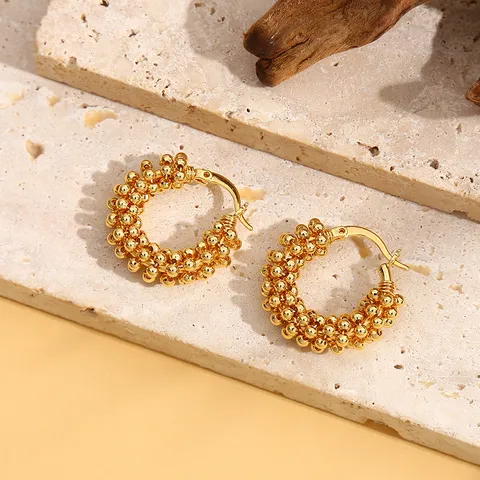Franse Luxe Koperen Handgemaakte Kralen Oorbellen Met 925 Sterling Zilver Stift Vintage Strass Geometrische Oorbellen Voor Vrouwen Sieraden