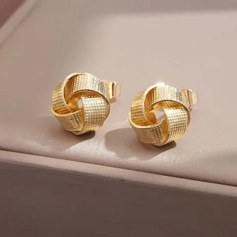 Minimalist Metal Spiral Geometric Stud Earrings Fashion Round Twist Knot Earrings With Steel Post Jewelry For Women Daily Gift