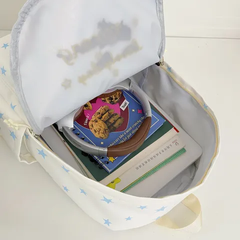 Dames Studenten Rugzak Grote Capaciteit Sterrenprint Polyester Schooltas Voor Campus Meisjes Met Sterrenhanger