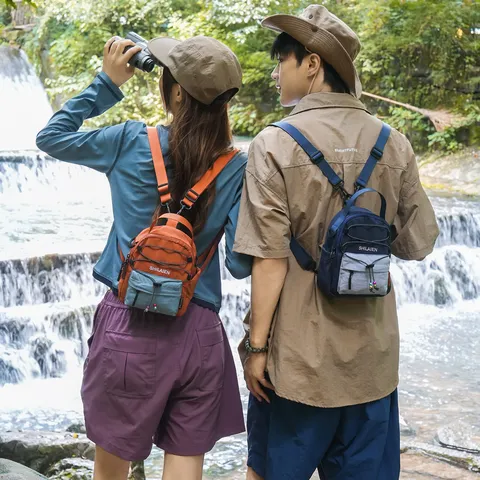 Leichter Nylon Konvertierbarer Rucksack Lässig Farbblock Kordelzug Umhängetasche Große Kapazität Outdoor Reisen Handytasche