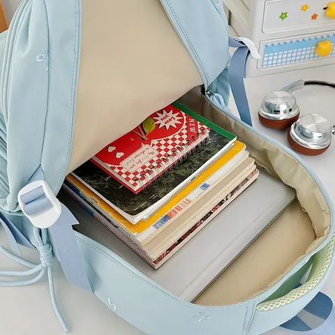 Schattige Schoolrugzak In Japanse Stijl Voor Meisjes Grote Capaciteit Nylon Studenten Boekentas Zoete Strik Borduurwerk Schoudertas