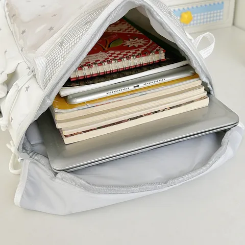 Schattige Engelenvleugels Meisjes Rugzak Voor Tiener Meisjes Sterrenpatroon Schooltas Kleine Frisse Ita Tas Met Transparante Zak