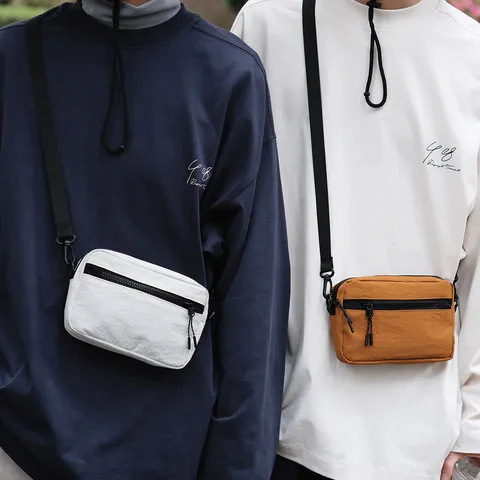 Vintage Unisex Oxford Stof Crossbody Tas Casual Stiksels Effen Kleur Schoudertas Draagbare Reis Telefoontas Kleine Vierkante Tas