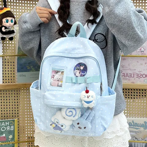 Zaino Dolce con Pois e Stelle per Donna Ragazze Trasparente Ita Bag Nylon Zaino per la Scuola Traspirante Casual Daypack