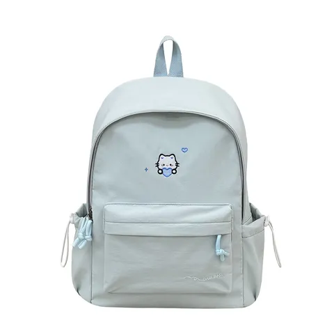 Nylon Grote Capaciteit Rugzak Leuke Cartoon Kat Geborduurd Schooltas Zoet Waterdicht Casual Reizen Daypack Voor Studenten Tieners