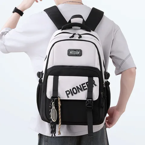 Sac à Dos en Nylon Tendance Blocs de Couleur Grande Capacité École Étudiants Respirant Voyage Quotidien