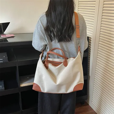 Dames Reistas Grote Capaciteit Canvas Casual Duffle Bag Voor Weekend Yoga Fitness Gym Bag Lichtgewicht Oxford Schoudertas Handtas