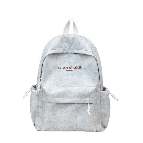 Simple Solid Color School Backpack For Women Lightweight Campus Commute Laptop Bag Large Capacity Polyester Backpack