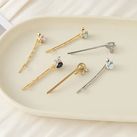 Minimalistische Runde Strass Haarklammer Set Galvanisierte Metall Kristall Haarspange Für Damen Geometrischer Mode Haarschmuck