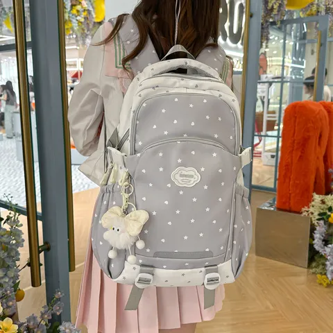 Nylon Sterren Patroon Rugzak Fris Zoet Student Schooltas Waterdicht Ademend Slijtvast Reizen Dagrugzak Voor Tiener Meisjes Vrouwen