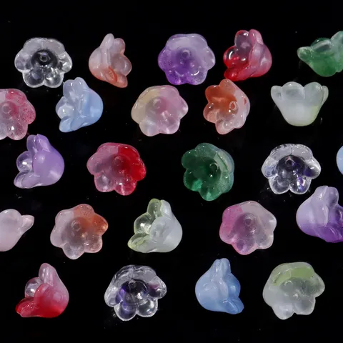 Cuentas Sueltas de Esmalte de Color Transparente Color Degradado Pétalos de Lirio de los Valles Estilo Barroco Cáliz de Flor Cuentas Espaciadoras Bricolage Horquilla Joyería Artesanía Componentes Para Mujeres