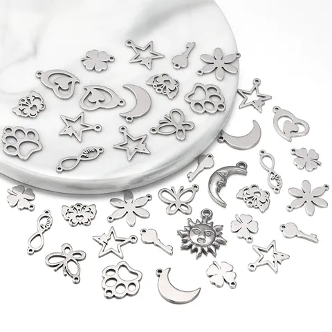 Breloques en Acier Inoxydable Papillon Lune Étoile Soleil Pendentifs de Fabrication de Bijoux DIY Entretoises Métalliques Creuses