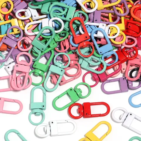 Lackierte Legierung Dreh-Karabinerverschluss Bonbonfarbene Schlüsselanhänger-Haken Für DIY-Schmuckherstellung Zubehör Drehverschluss Taschenhaken Minimalist
