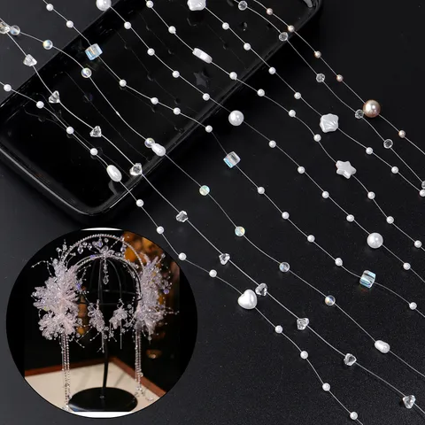 Chaîne de Perles en Cristal et Perles Artificielles Ciel Étoilé DIY pour Décoration de Mariage Thème Océan Accessoire de Vêtement Fait Main Fil de Perles Coquillage Cœur Papillon Étoile