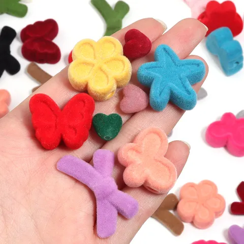 Perles Scioltes en Acrylique Flocqué Mignon Cœur Papillon Étoile Colorées pour Bracelet Bricolage Chaîne de Téléphone Apprêts Bijoux