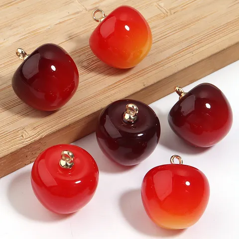 Ciondoli a Ciliegia di Simulazione in Acrilico e Metallo Con Anello Dorato per Gioielli Fai-da-te Accessori per Borse Ciondoli a Frutta per Donne