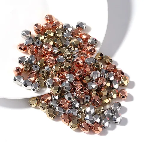Faceted Rhombus Barrel Beads CCB Electroplated Metallic Spacer Beads For DIY Bracelet Necklace Jewelry Making