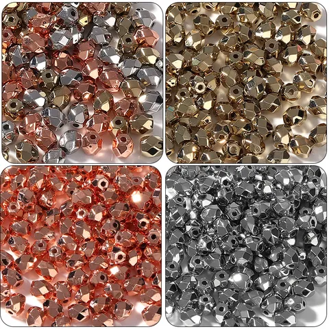 Faceted Rhombus Barrel Beads CCB Electroplated Metallic Spacer Beads For DIY Bracelet Necklace Jewelry Making