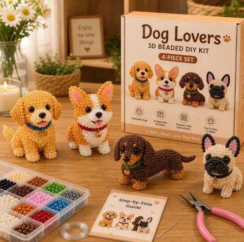 3D Beaded DIY Kit Cartoon Flamingo Cow Dog Eagle Gnome Figurine Handmade Craft Set With Beads Tools For Home Decoration Gift