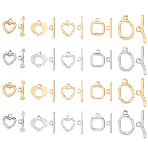 Roestvrij Staal Knebelversluiting Voor Sieraden Maken DIY Handgemaakte Ketting Armband Verbinding Golf Hart Vierkant OT Sluitingen Sieraden Componenten