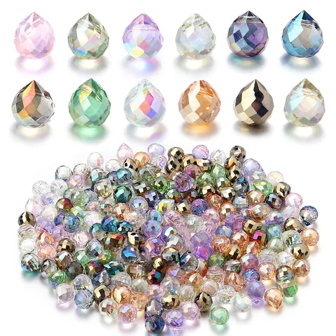 Colorful Glass Crystal Faceted Water Droplet Loose Beads For Handmade DIY Necklace Bracelet Jewelry Making Accessories