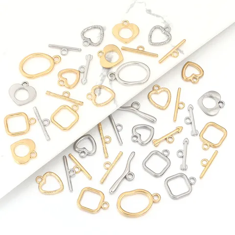 Roestvrij Staal Knebelversluiting Voor Sieraden Maken DIY Handgemaakte Ketting Armband Verbinding Golf Hart Vierkant OT Sluitingen Sieraden Componenten