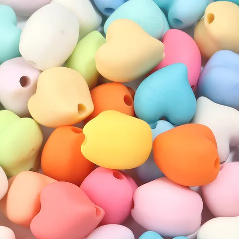 Acrylic Heart Loose Beads Rubber Feel Paint Peach Heart DIY Bracelet Necklace Apparel Accessories Craft Supplies