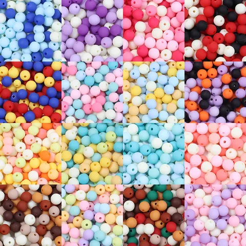 Matte Acrylic Round Loose Beads For DIY Bracelet Necklace Jewelry Making Painted Rubber Feel Craft Beads Multicolor